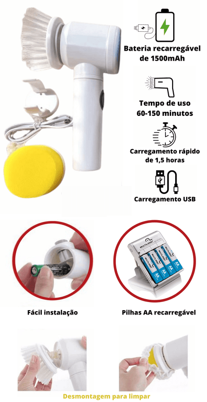 CleanMax™ 2.0 Escova Limpadora Elétrica Multifuncional 3 em 1