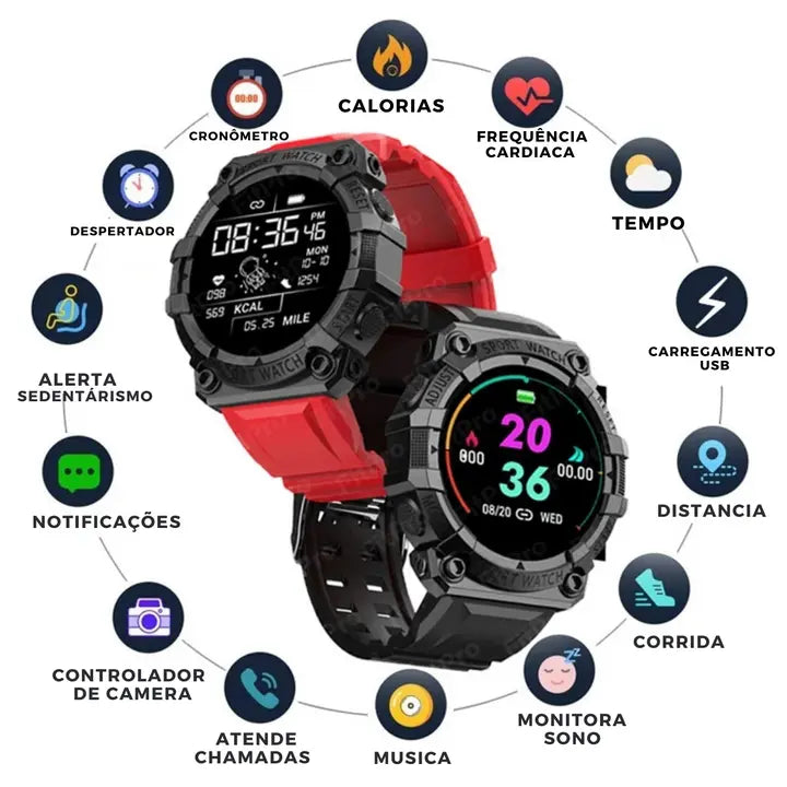 SmartWatch Militar - Ultra Resistente + Pelicula Protetora