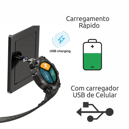 SmartWatch Militar - Ultra Resistente + Pelicula Protetora